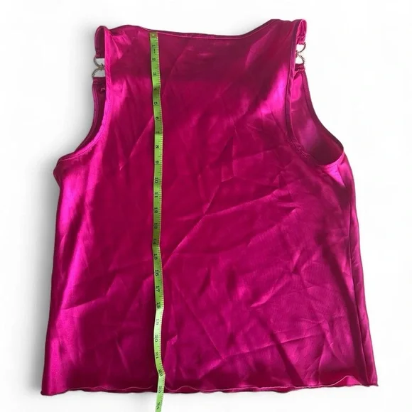 Nicole Miller Women's Fuchsia Satin Tank Top with Ring-Detail Straps - Picture 5 of 6